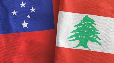 Lübnan ve Samoa iki bayraklı tekstil kumaşı.