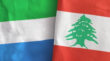 Lübnan ve Sierra Leone iki bayraklı tekstil kumaşı.