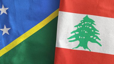 Lübnan ve Solomon Adaları. İki bayraklı tekstil kumaşı.