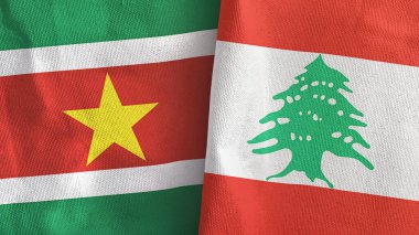Lübnan ve Surinam iki bayraklı tekstil kumaşı 3D