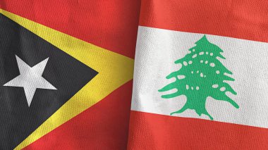 Lübnan ve Timor-Leste Doğu Timor 2 bayraklı tekstil kumaşı 3D