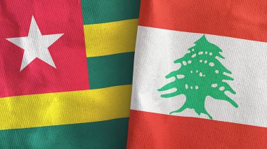 Lübnan ve Togo iki bayraklı tekstil kumaşı.