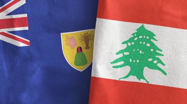 Lübnan, Türkler ve Caicos Adaları iki bayraklı tekstil kumaşı 3D