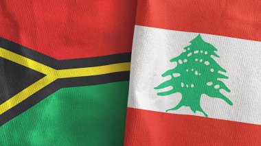 Lübnan ve Vanuatu iki bayraklı tekstil kumaşı.