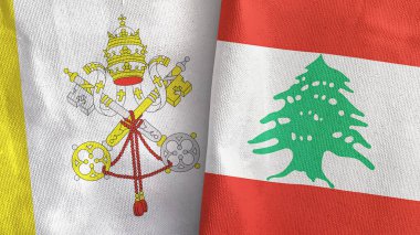 Lübnan ve Vatikan 'ın iki bayrağı 3 boyutlu kumaş.