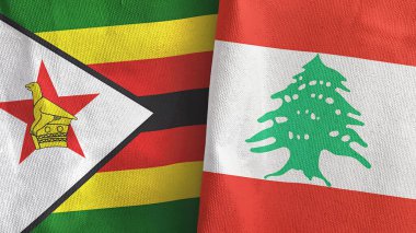 Lübnan ve Zimbabwe iki bayraklı tekstil kumaşı.