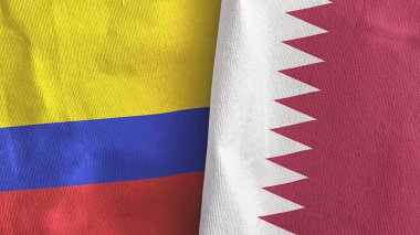 Katar ve Kolombiya 'da iki bayraklı tekstil kumaşı 3D.