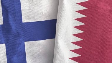 Katar ve Finlandiya 'da iki bayraklı kumaş 3D görüntüleme