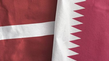 Katar ve Letonya 'da iki bayraklı tekstil kumaşı 3D görüntüleme