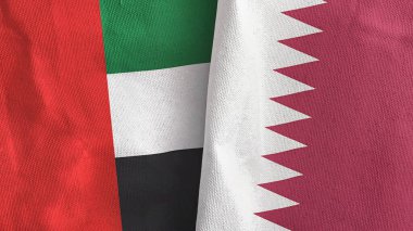 Katar ve Birleşik Arap Emirlikleri iki bayrak tekstil kumaşı 3D
