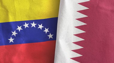 Katar ve Venezuela iki bayraklı tekstil kumaşı 3D