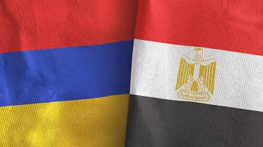 Mısır ve Ermenistan 'da iki bayraklı kumaş 3D.