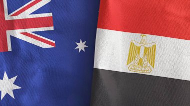 Mısır ve Avustralya iki bayraklı tekstil kumaşı 3D