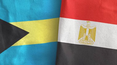 Mısır ve Bahamalar iki bayrak tekstil kumaşı 3D
