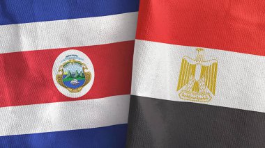 Mısır ve Kosta Rika 'da iki bayraklı tekstil kumaşı 3D