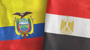 Mısır ve Ekvador 'da iki bayraklı tekstil kumaşı 3D.