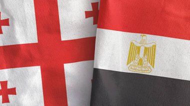 Mısır ve Gürcistan 'da iki bayraklı tekstil kumaşı 3D