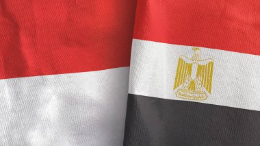 Mısır ve Endonezya iki bayrak tekstil kumaşı 3D