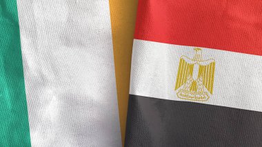 Mısır ve İrlanda iki bayraklı tekstil kumaşı 3D