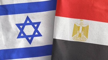 Mısır ve İsrail 'in iki bayrağı tekstil kumaşı 3D