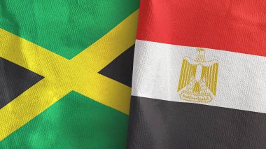 Mısır ve Jamaika iki bayraklı tekstil kumaşı 3D