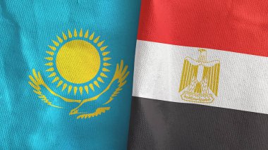 Mısır ve Kazakistan 'da iki bayraklı kumaş 3D.