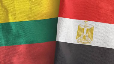 Mısır ve Litvanya iki bayraklı tekstil kumaşı 3D