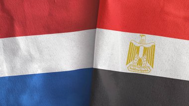 Mısır ve Hollanda iki bayraklı tekstil kumaşı 3D