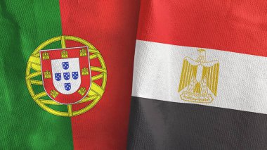 Mısır ve Portekiz iki bayraklı tekstil kumaşı 3D