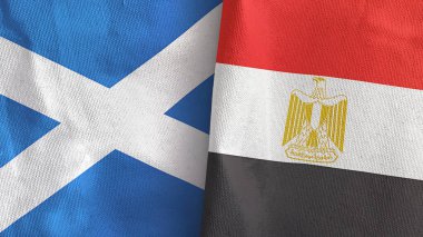 Mısır ve İskoçya iki bayraklı tekstil kumaşı 3D