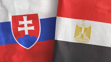Mısır ve Slovakya 'da iki bayrak, tekstil kumaşı 3D.
