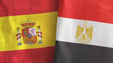 Mısır ve İspanya 'da iki bayraklı kumaş 3D.
