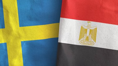 Mısır ve İsveç 'te iki bayraklı tekstil kumaşı 3D