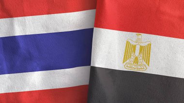 Mısır ve Tayland 'da iki bayraklı kumaş 3D.