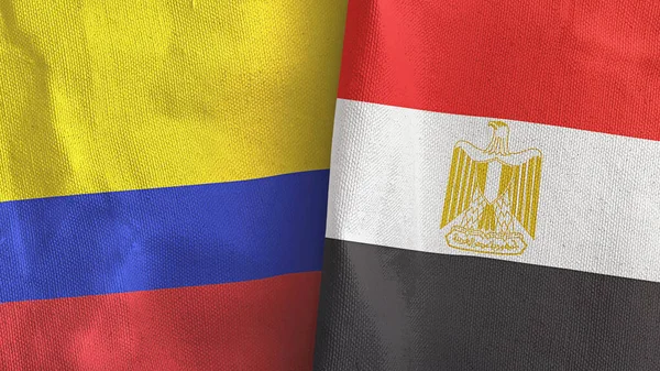 Mısır ve Kolombiya iki bayraklı tekstil kumaşı 3D