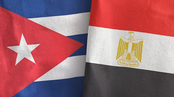 Mısır ve Küba iki bayraklı tekstil kumaşı 3D