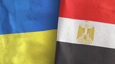 Mısır ve Ukrayna 'da iki bayraklı kumaş 3D.