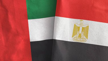 Mısır ve Birleşik Arap Emirlikleri iki bayrak tekstil kumaşı 3D