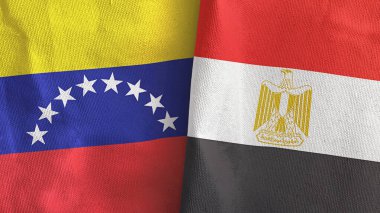Mısır ve Venezuela iki bayrak tekstil kumaşı 3D