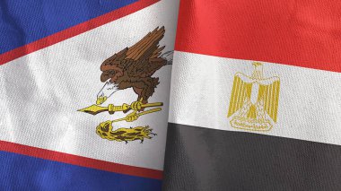 Mısır ve Amerikan Samoası iki bayraklı kumaş 3D