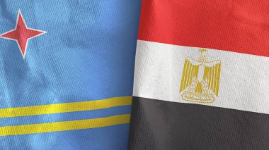 Mısır ve Aruba iki bayraklı tekstil kumaşı 3D