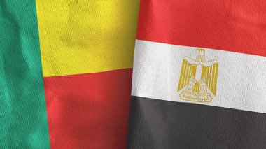 Mısır ve Benin iki bayraklı tekstil kumaşı 3D