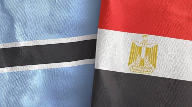 Mısır ve Botswana 'da iki bayraklı kumaş 3D.