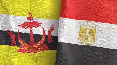 Mısır ve Brunei iki bayrak tekstil kumaşı 3D