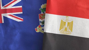 Mısır ve Cayman Adaları iki bayraklı tekstil kumaşı.