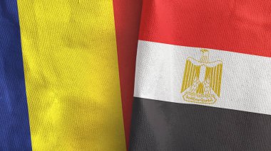 Mısır ve Çad iki bayrak tekstil kumaşı 3D görüntüleme