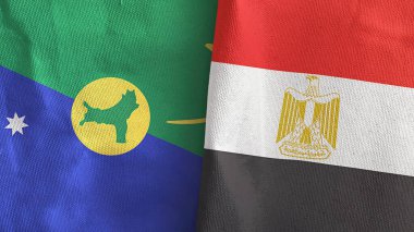 Mısır ve Noel Adası 'nda iki bayraklı kumaş 3D