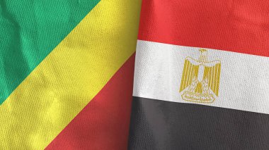 Mısır ve Kongo iki bayraklı tekstil kumaşı 3D