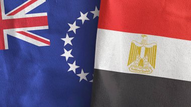 Mısır ve Cook Adaları iki bayrak tekstil kumaşı 3D