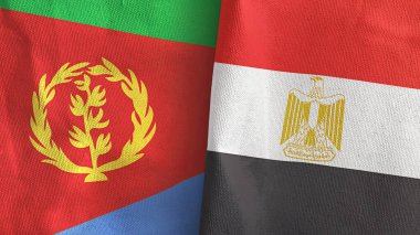 Mısır ve Eritre 'de iki bayraklı kumaş 3D.